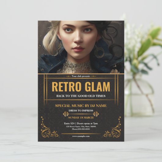 Retro Glam Party Flyer Template (スタンド正面)