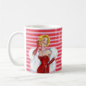 Retro Glamour and Red Stripes Motivational コーヒーマグカップ (左)