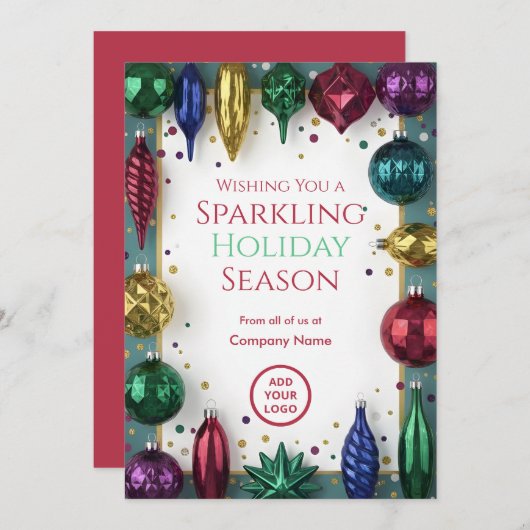 Retro Glass-Ornament Luxe | Business Greetings シーズンカード (正面/裏面)