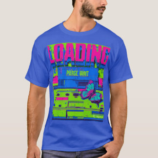 Retro Glitch Art Butterfly Loading Please Wait T-S Tシャツ