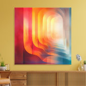 Retro Glow Arches – Abstract Mid-Century キャンバスプリント (インサイチュ (リビング))