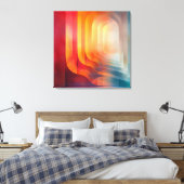 Retro Glow Arches – Abstract Mid-Century キャンバスプリント (インサイチュ (寝室))