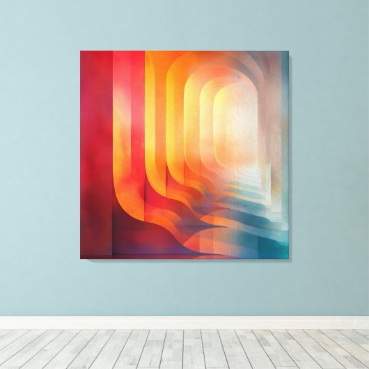 Retro Glow Arches – Abstract Mid-Century キャンバスプリント (インサイチュ (ウッドフロア))