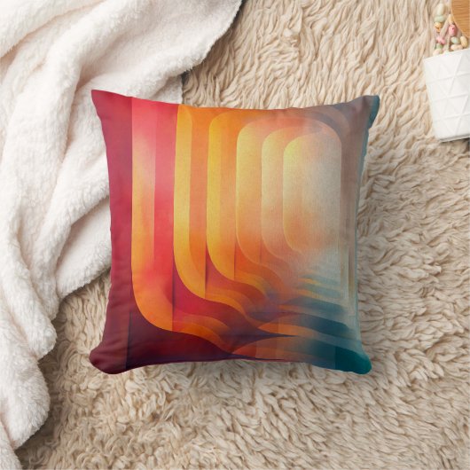 Retro Glow Arches – Abstract Mid-Century クッション (ブランケット)
