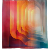 Retro Glow Arches – Abstract Mid-Century シャワーカーテン (正面)