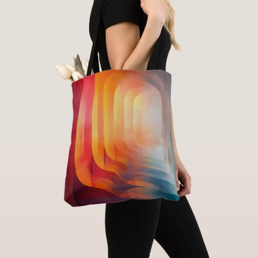 Retro Glow Arches – Abstract Mid-Century トートバッグ (クローズアップ)