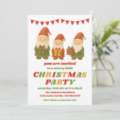 Retro Gnomes Editable Christmas Party 招待状 (スタンド正面)