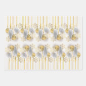Retro Gold and Silver Christmas Ornaments ラッピングペーパーシート (正面3)