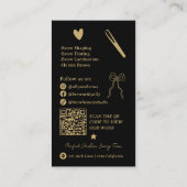 Retro gold black Doodles Brow Artist QR Code 名刺 (裏面)