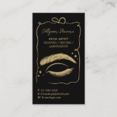 Retro gold black Doodles Brow Artist QR Code 名刺 (正面)