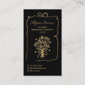 Retro Gold Black Doodles Florist Artist QR Code 名刺 (正面)