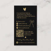 Retro Gold Black Doodles Makeup Artist QR Code 名刺 (裏面)
