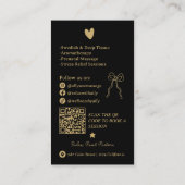 Retro Gold black Doodles Massage Therapist QR Code 名刺 (裏面)