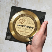 Retro Gold Black Vinyl Record Player 50th Birthday 招待状