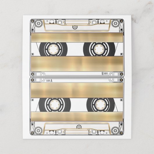 Retro Gold Cassette Tape Blank Wedding Folded プレイスカード (外部開封)
