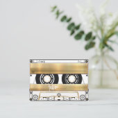 Retro Gold Cassette Tape Wedding Flat Place Card プレイスカード (スタンド正面)