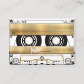 Retro Gold Cassette Tape Wedding Flat Place Card プレイスカード (裏面)