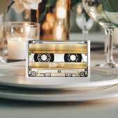 Retro Gold Cassette Tape Wedding Folded Place Card プレイスカード