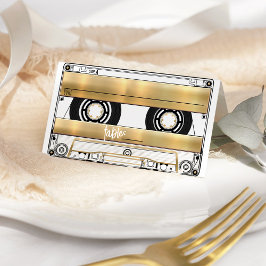 Retro Gold Cassette Tape Wedding Folded Place Card プレイスカード