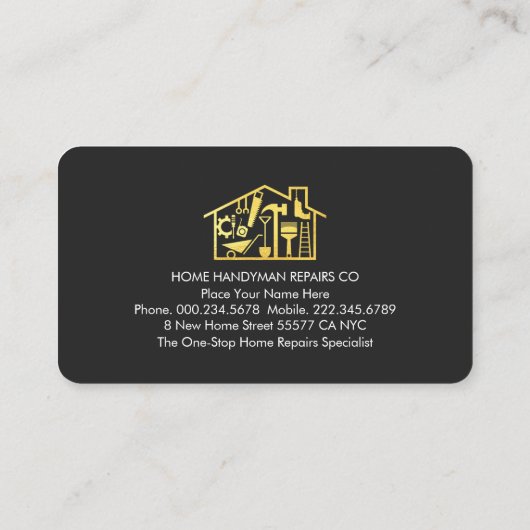 Retro Gold Handyman Tools Building 名刺 (裏面)