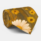 Retro Golden Daisy Wildflowers - Rustic Fall ネクタイ (ロール)