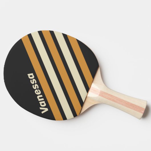 Retro Golden Horizon Angled Striping with Name 卓球ラケット (横)