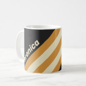 Retro Golden Horizon Stripes with Name コーヒーマグカップ (正面左)