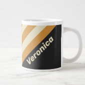 Retro Golden Horizon Stripes with Name ジャンボコーヒーマグカップ (右)
