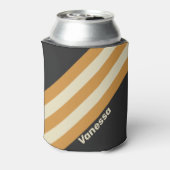 Retro Golden Horizon Stripes with Name 缶クーラー (缶裏面)