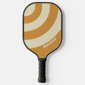 Retro Golden Horizon Three Circle Stripe with Name ピックルボールラケット (裏面)