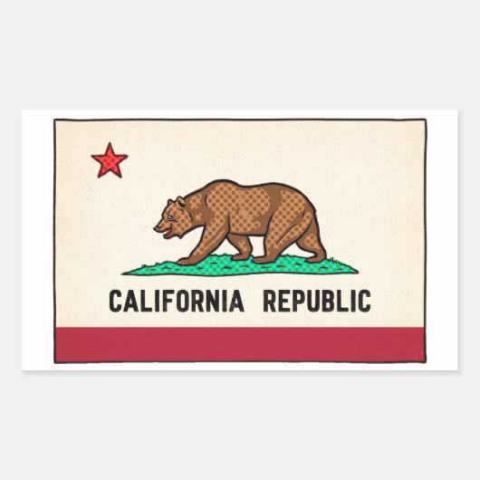 Retro Golden State Bear California Republic 長方形シール (正面)