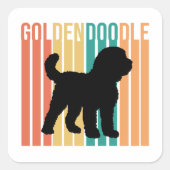 Retro Goldendoodle Dog Silhouette スクエアシール (正面)