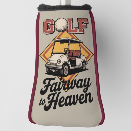 Retro Golf Cart Fairway To Heaver Funny Golfing ゴルフヘッドカバー (回転90)