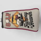 Retro Golf Cart Fairway To Heaver Funny Golfing ゴルフヘッドカバー (正面)