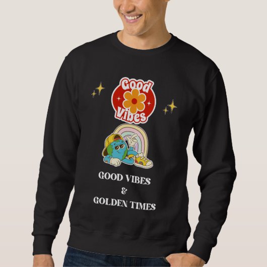 Retro Good Vibes Earth Character  スウェットシャツ (正面)