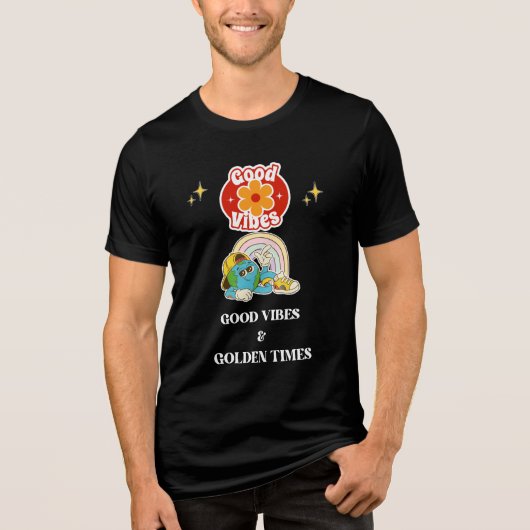Retro Good Vibes Earth Character  トライブレンドＴシャツ (正面)