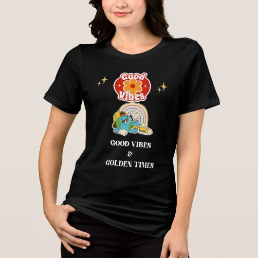 Retro Good Vibes Earth Character  トライブレンドＴシャツ (正面)