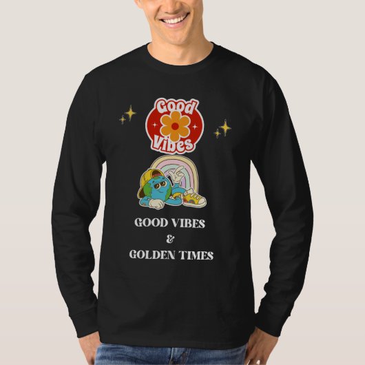 Retro Good Vibes Earth Character  Tシャツ (正面)