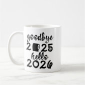 Retro Goodbye 2025 Hello 2026 Happy New Year Party コーヒーマグカップ (左)