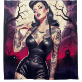 Retro Gothic Girl シャワーカーテン (正面)