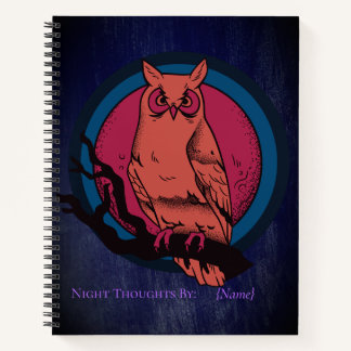 Retro Gothic Night Owl Moon Spiral Notebook ノートブック