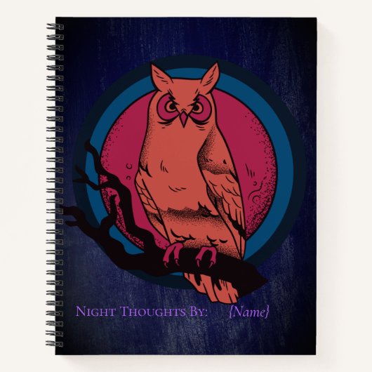 Retro Gothic Night Owl Moon Spiral Notebook ノートブック (正面)