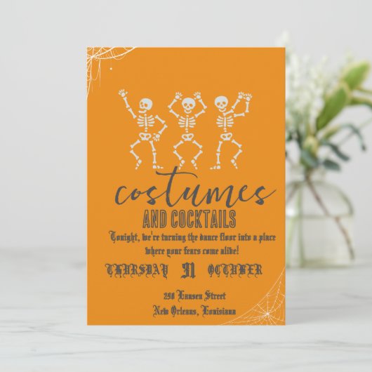 Retro Gothic Skull Dance Halloween Party 招待状 (スタンド正面)