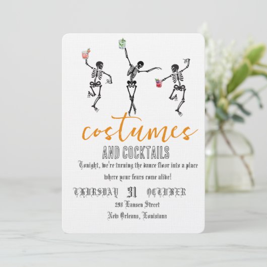 Retro Gothic Skull Dance Halloween Party 招待状 (スタンド正面)