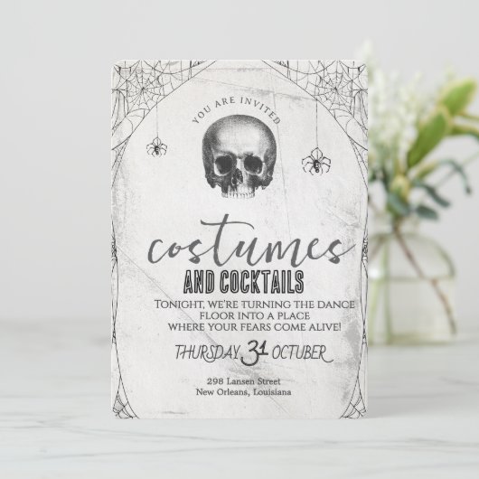 Retro Gothic Skull Dance Halloween Party 招待状 (スタンド正面)
