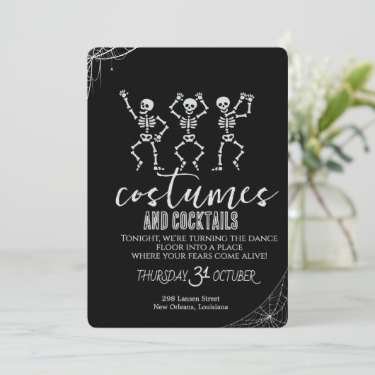 Retro Gothic Skull Dance Halloween Party 招待状 (スタンド正面)
