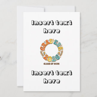 Retro Grad Class of 2026 Groovy Graduation Party 招待状