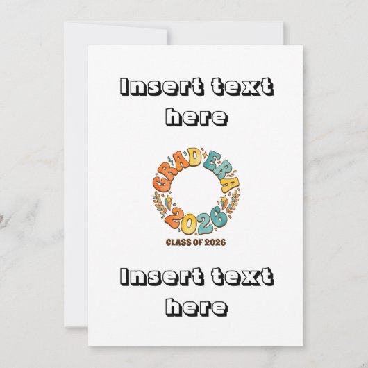 Retro Grad Class of 2026 Groovy Graduation Party 招待状 (正面)