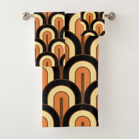 Retro Gradated Geometric Fan Pattern バスタオルセット (インサイチュ)