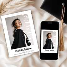 Retro Graduation Typography Announcement Card